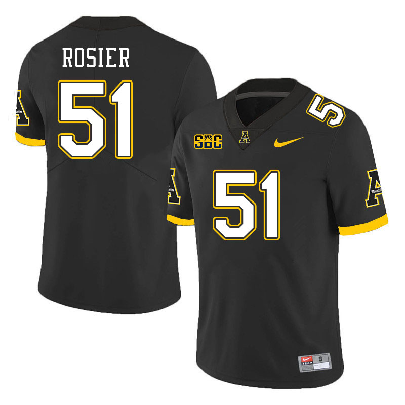 Men #51 Anthony Rosier Appalachian State Mountaineers College Football Jerseys Stitched-Black